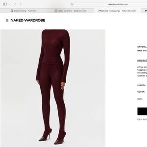 NWT Naked Wardrobe Crystal Toe Leggings Plum (Medium)